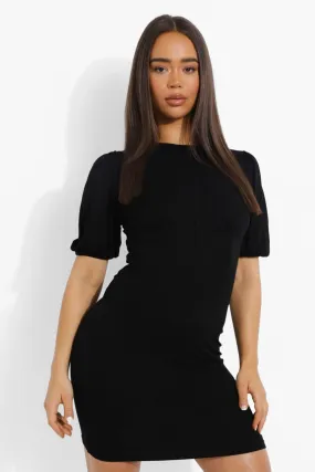 Chic Puff Sleeve T Shirt Dress with Corset Detail