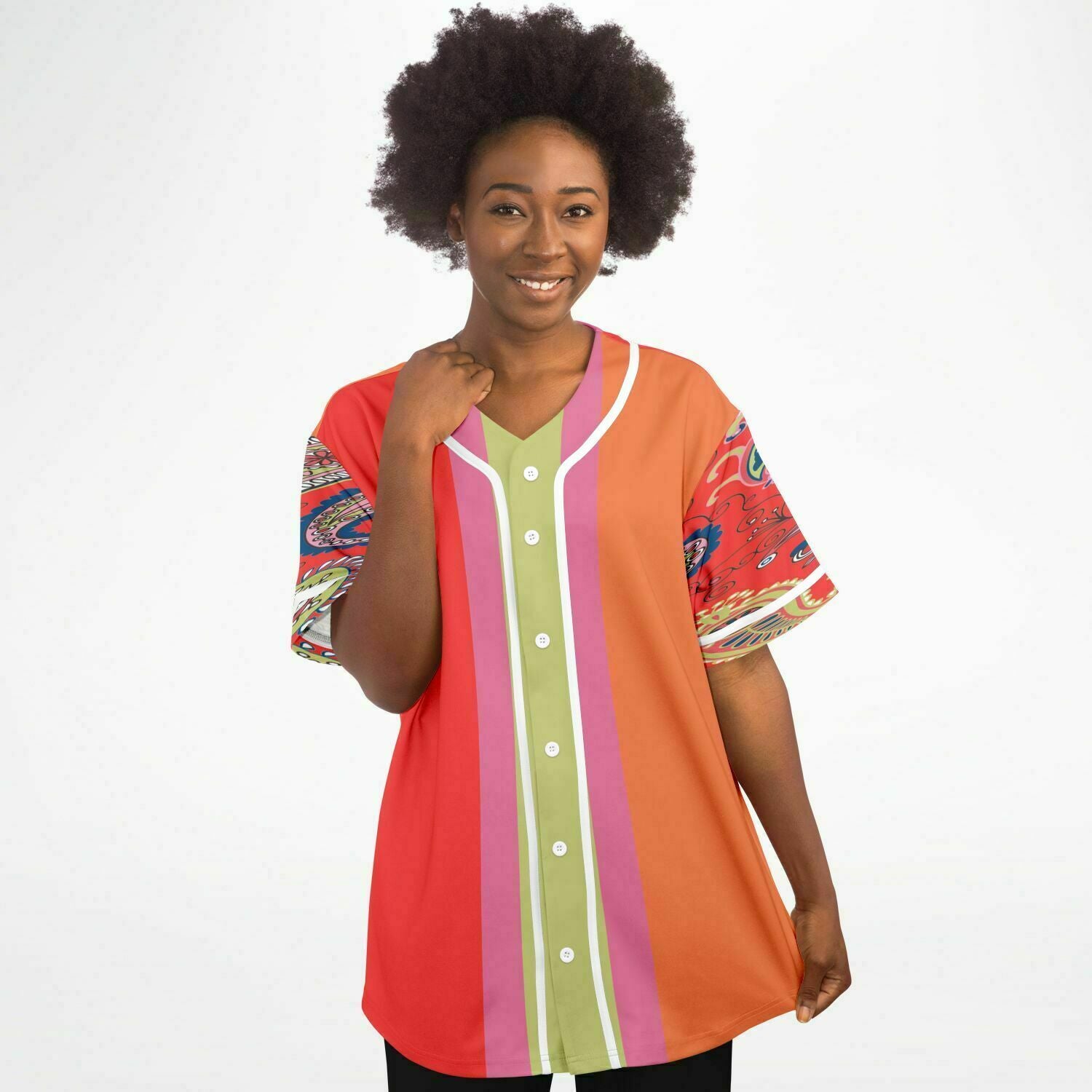 Chili Pepper Colorblock Button Front Jersey