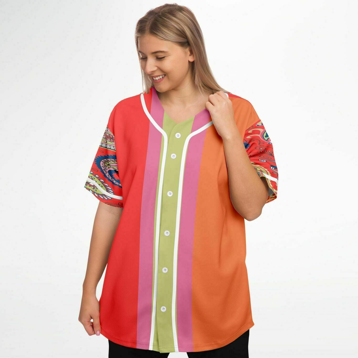 Chili Pepper Colorblock Button Front Jersey