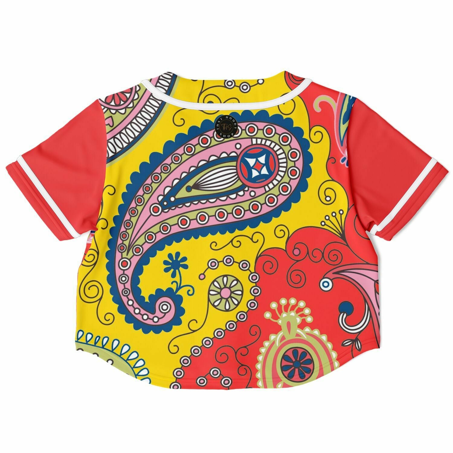 Chili Pepper Paisley Cropped Button Front Jersey