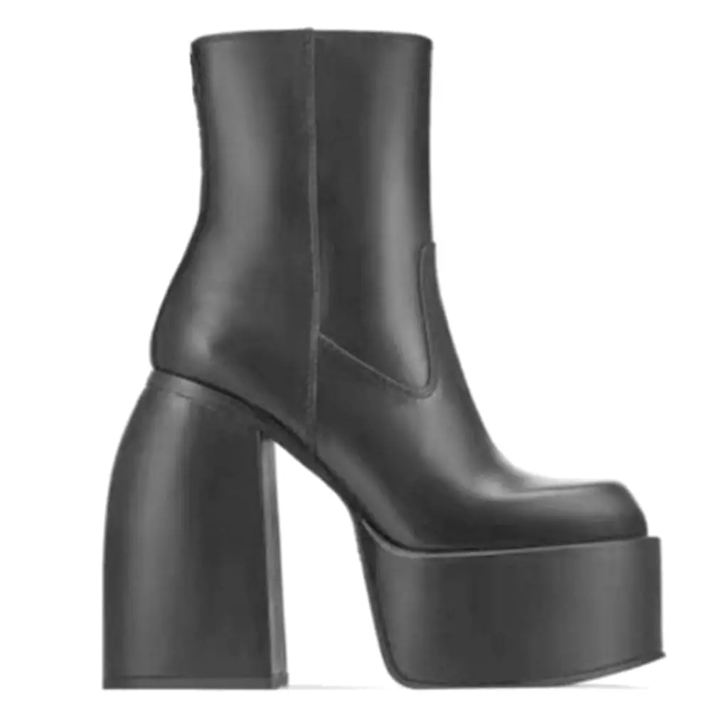 Chunky High Heels Platform Women Boots - Goth Black - Brand Design - Fashion - Luxury - Shoes - Boots - Women