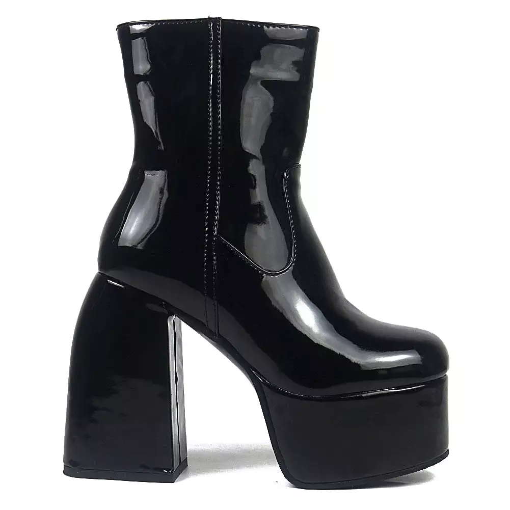 Chunky High Heels Platform Women Boots - Goth Black - Brand Design - Fashion - Luxury - Shoes - Boots - Women