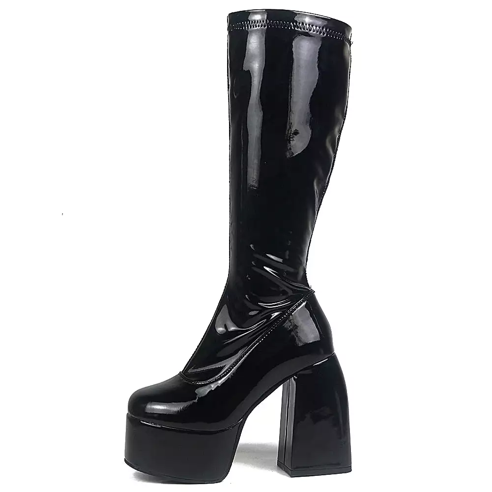 Chunky High Heels Platform Women Boots - Goth Black - Brand Design - Fashion - Luxury - Shoes - Boots - Women