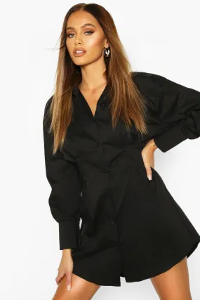 Cinched Waist Shirt Dress