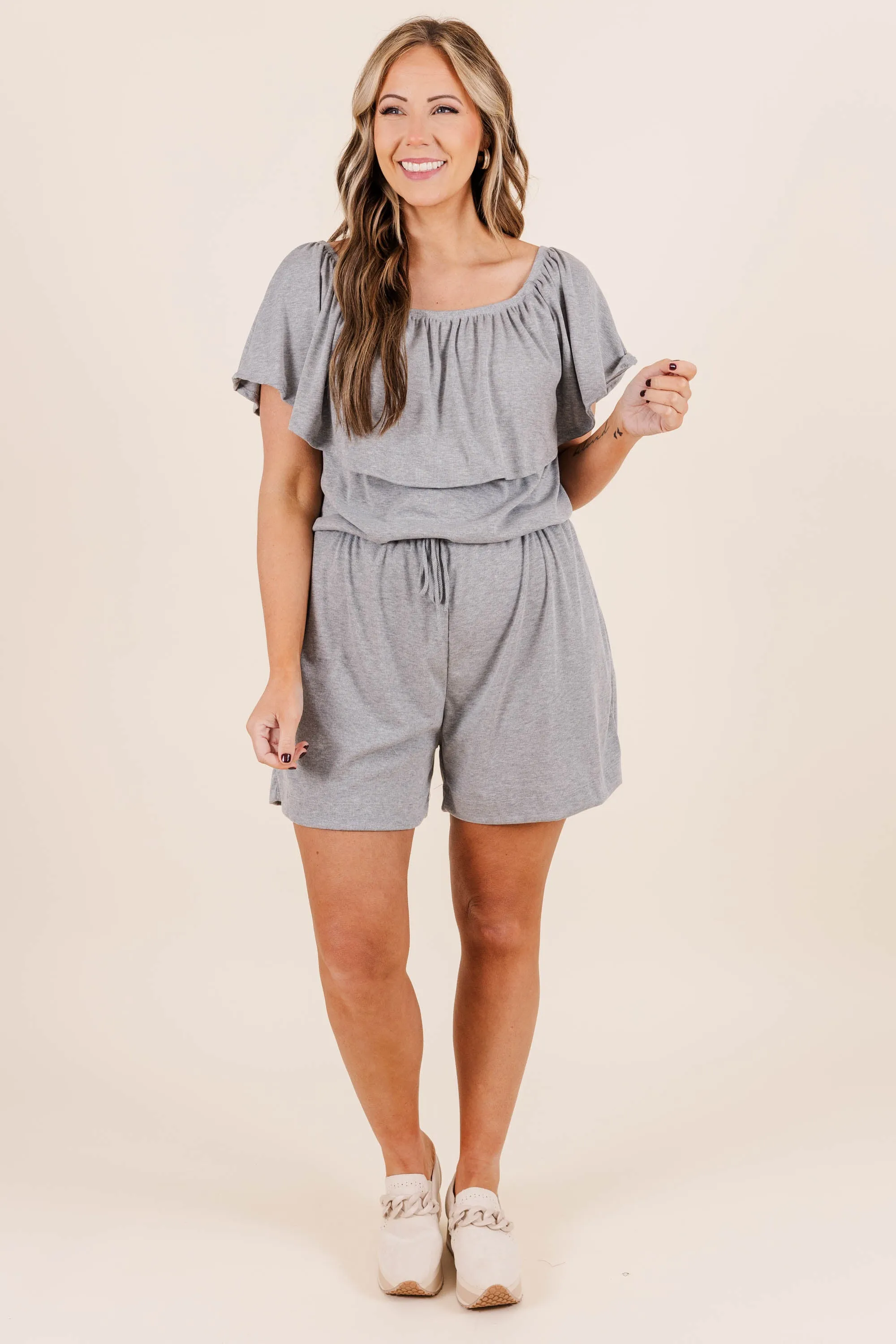 Classic Comfort Romper in Charcoal