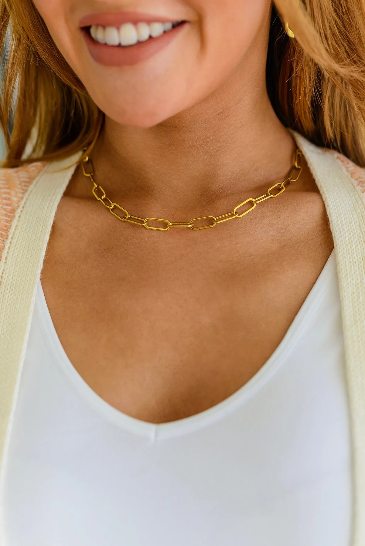 Simple Paper Clip Chain Necklace