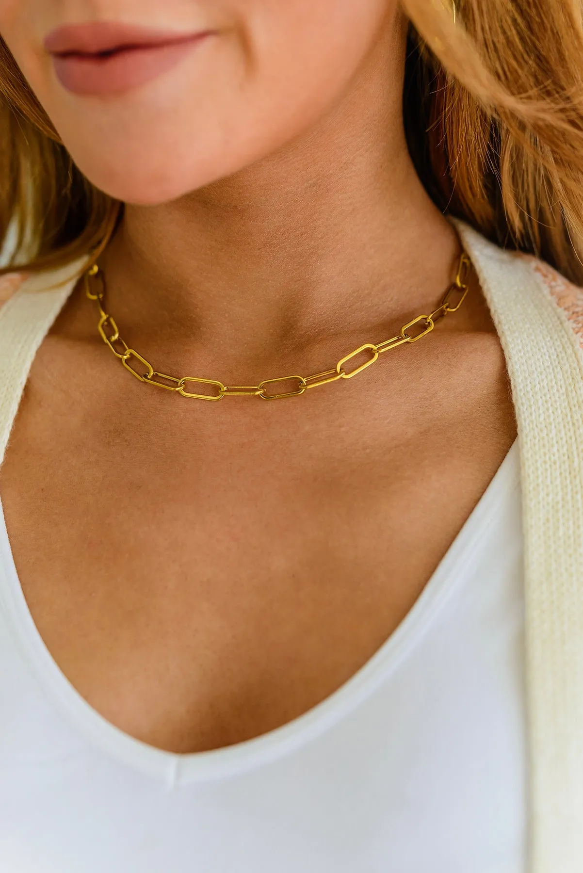 Simple Paper Clip Chain Necklace