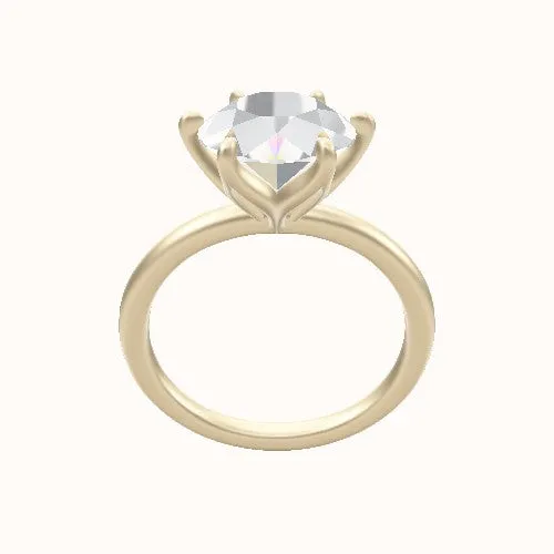 Classic Solitaire Engagement Ring - Petal Six Prong Head