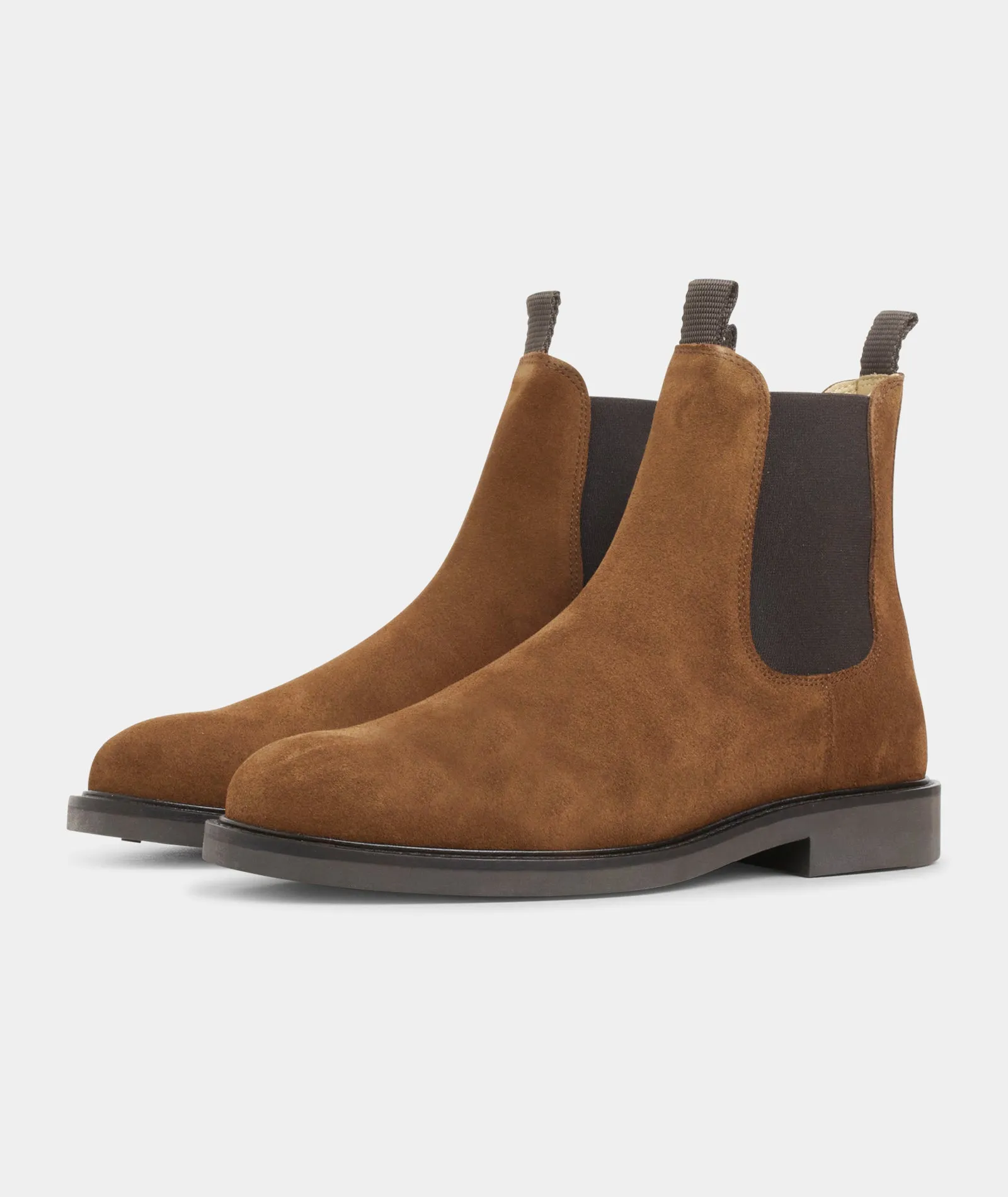 Cognac Suede Chelsea Boots