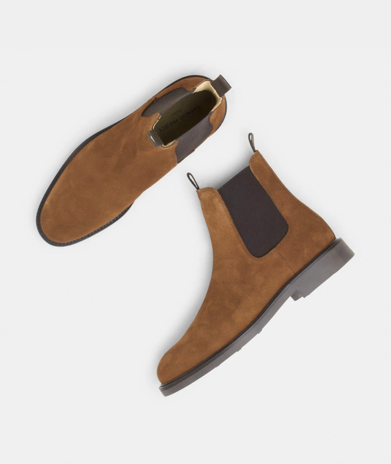 Cognac Suede Chelsea Boots