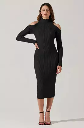 Cold Shoulder Mock Neck Midi Sweater Dress - Results: Winter Midi Sweater Dress with Cold Shoulder and Mock Neck