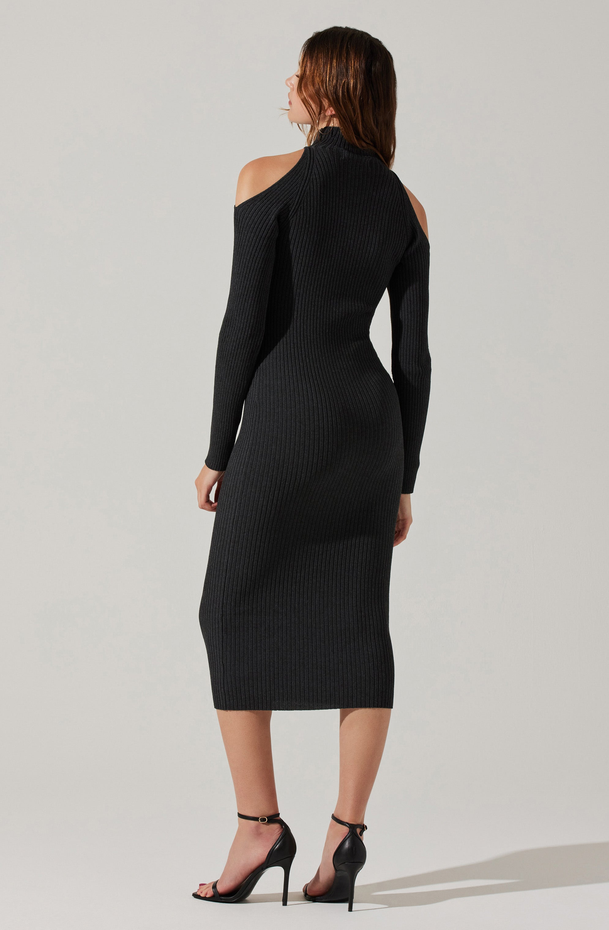 Cold Shoulder Mock Neck Midi Sweater Dress - Results: Winter Midi Sweater Dress with Cold Shoulder and Mock Neck