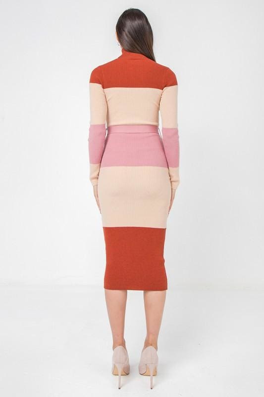 Color-blocked midi sweater dress