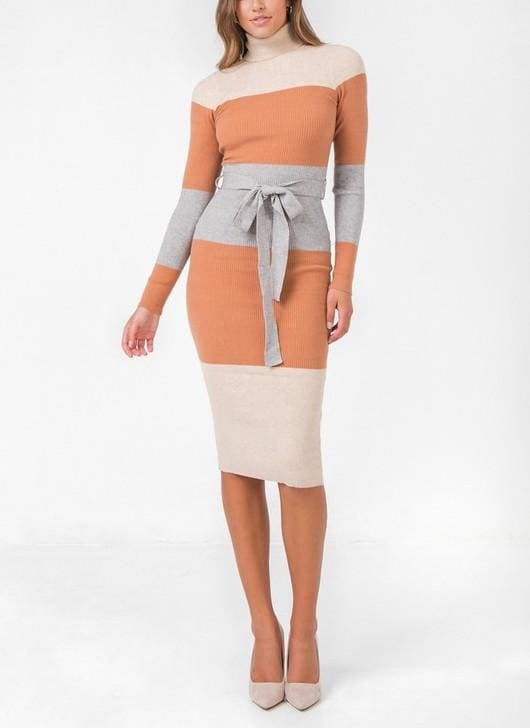 Color-blocked midi sweater dress