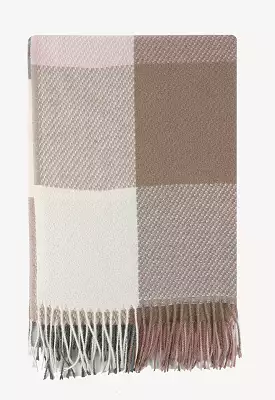 Colorful Square Patterned Scarf with Tassels