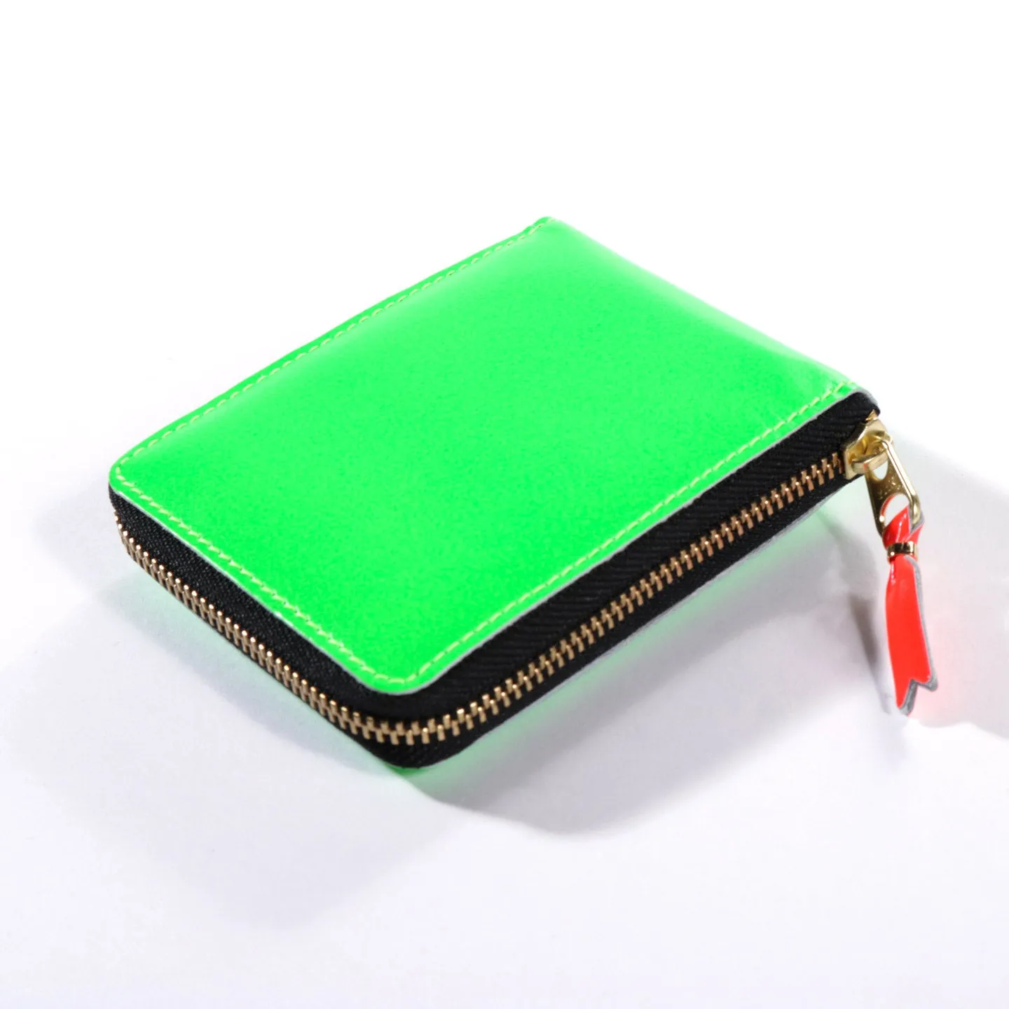 COMME DES GARCONS SA7100 SUPER FLUO ZIP WALLET GREEN