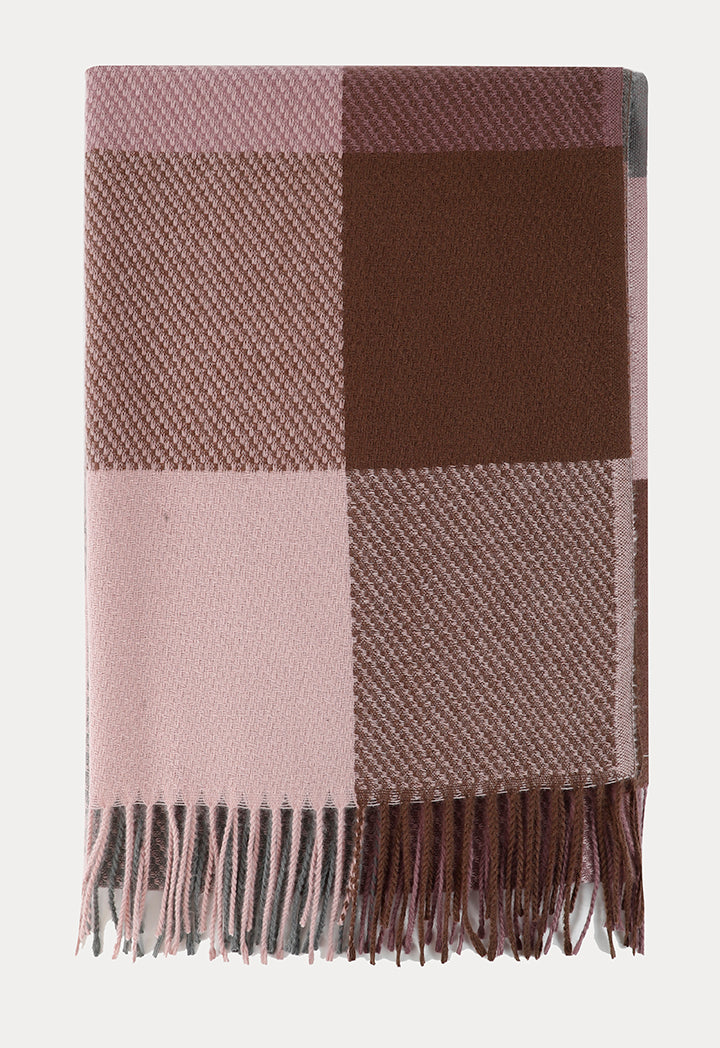 Contrasting Square Tassel Scarf