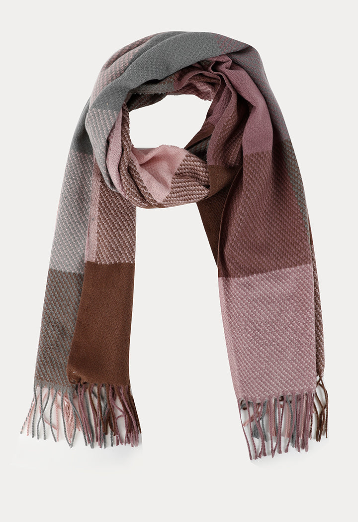 Contrasting Square Tassel Scarf