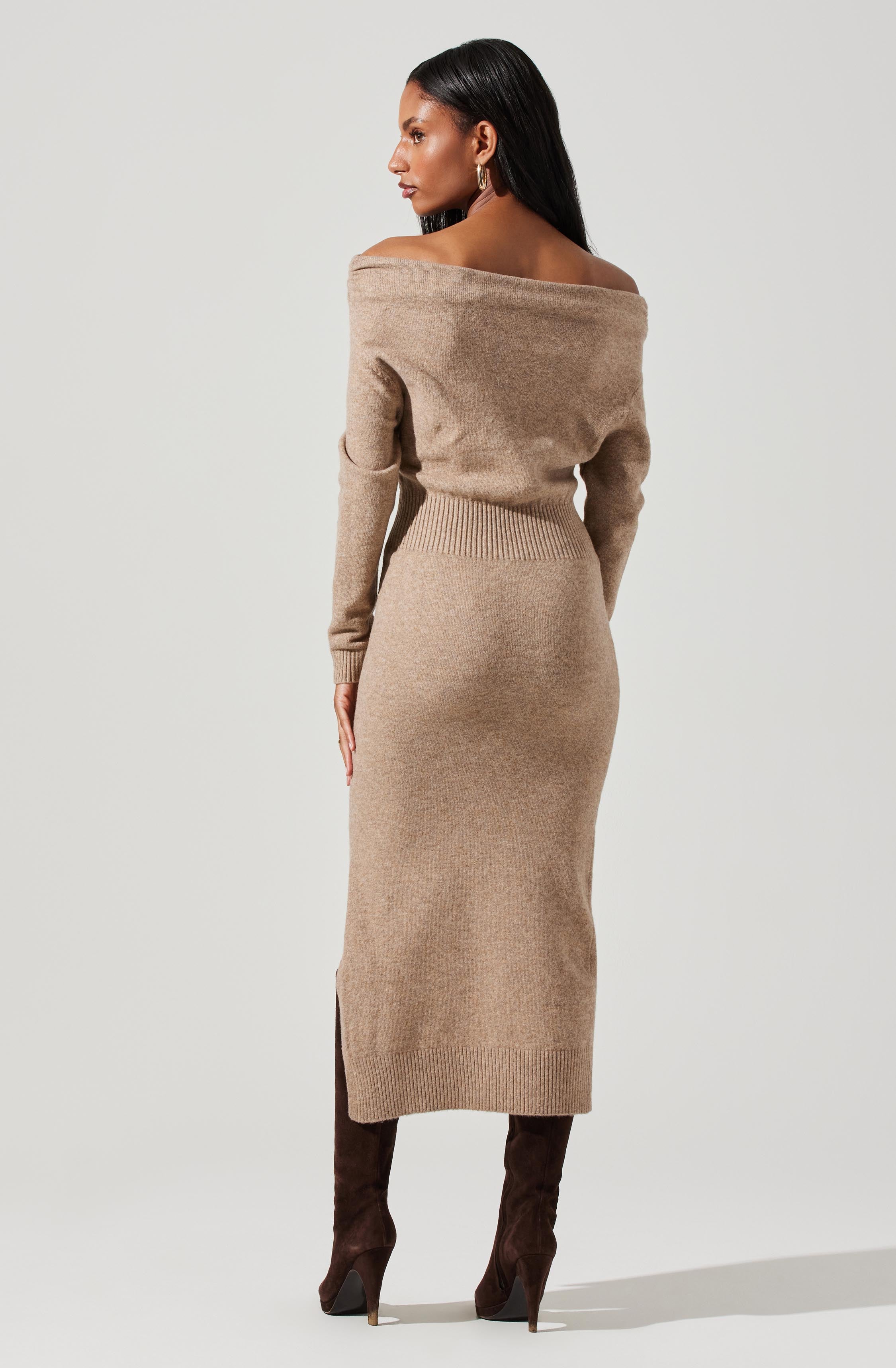 Cora Off Shoulder Midi Sweater Dress - Buy Online Now!