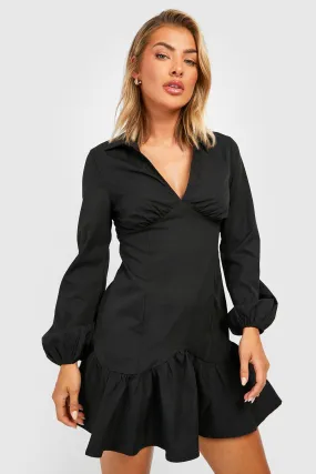 Corset Detail Frill Hem Shirt Dress