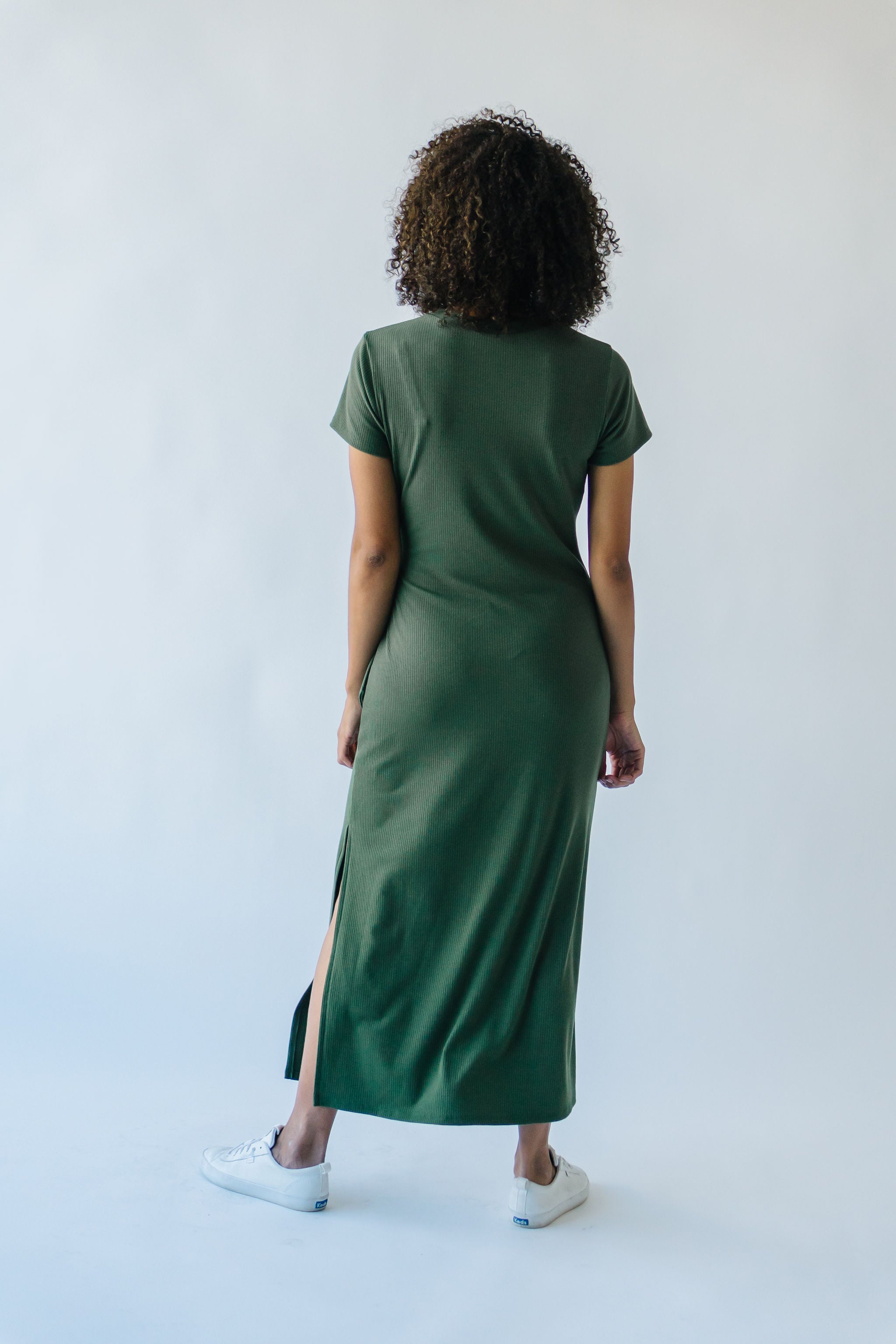 Cortina Tie Midi Dress Olive