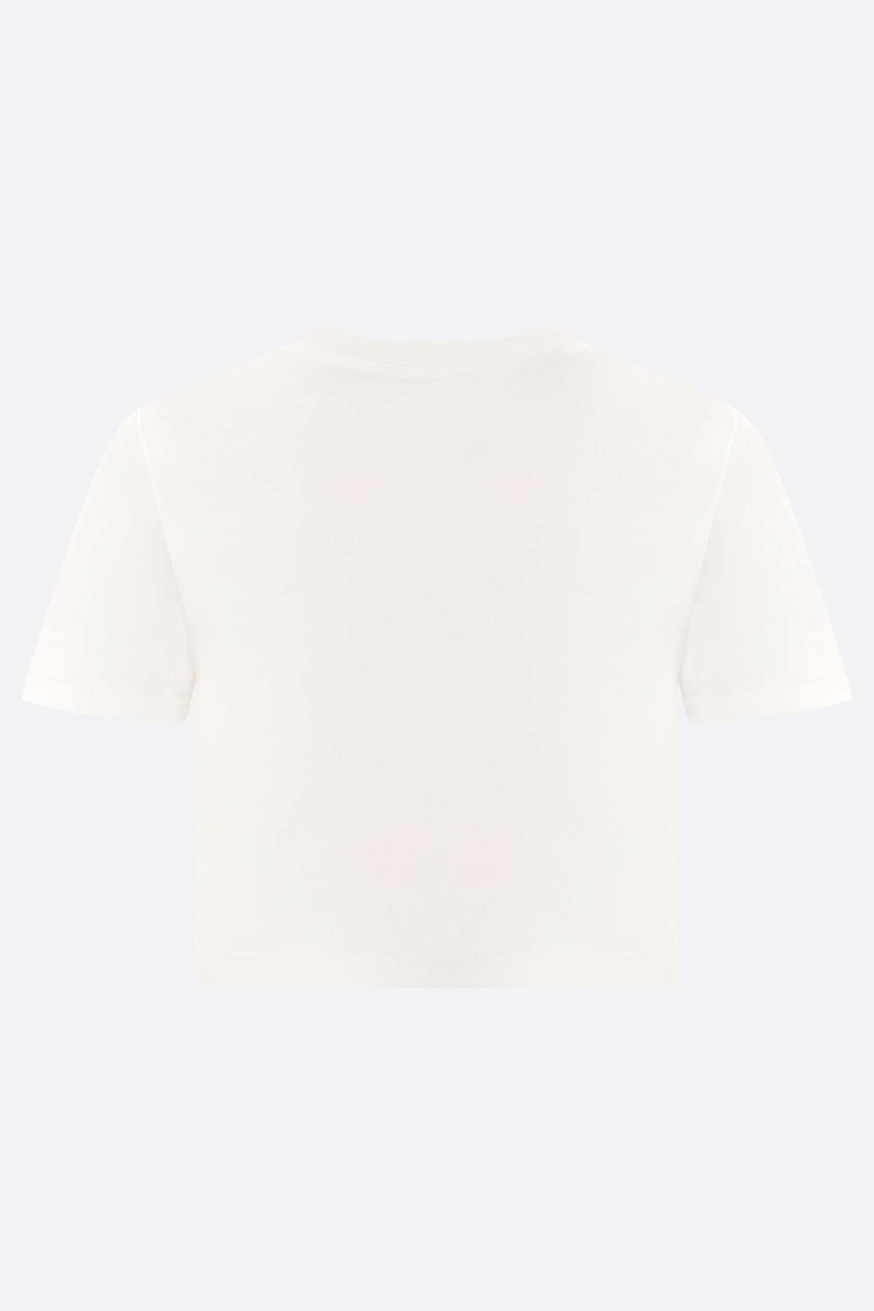 Cotton t-shirt with bow insert and logo embroidery, cropped