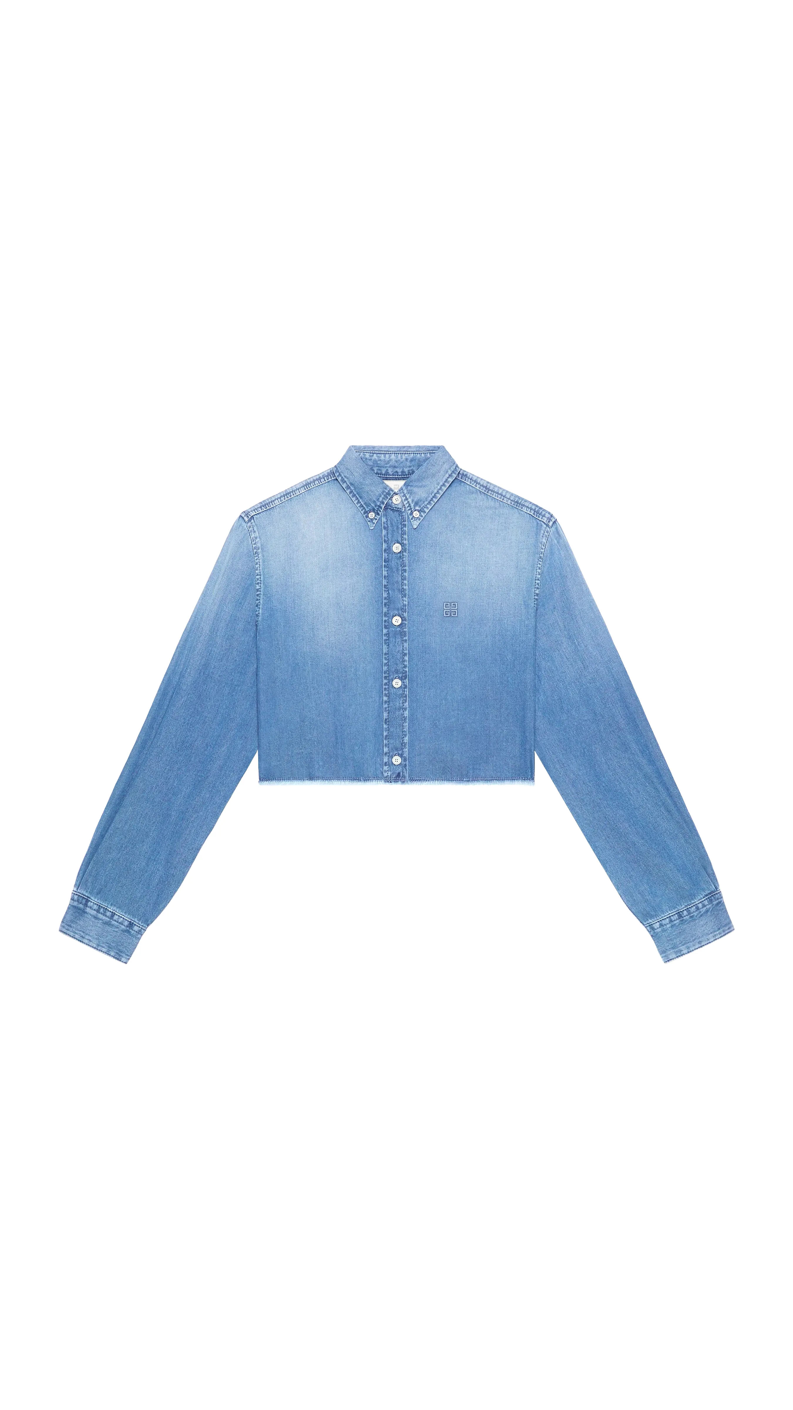 Blue Cropped Denim Shirt