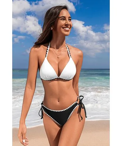 Contrast Push-Up Bikini Top & Cheeky Bottoms Set by Cupshe