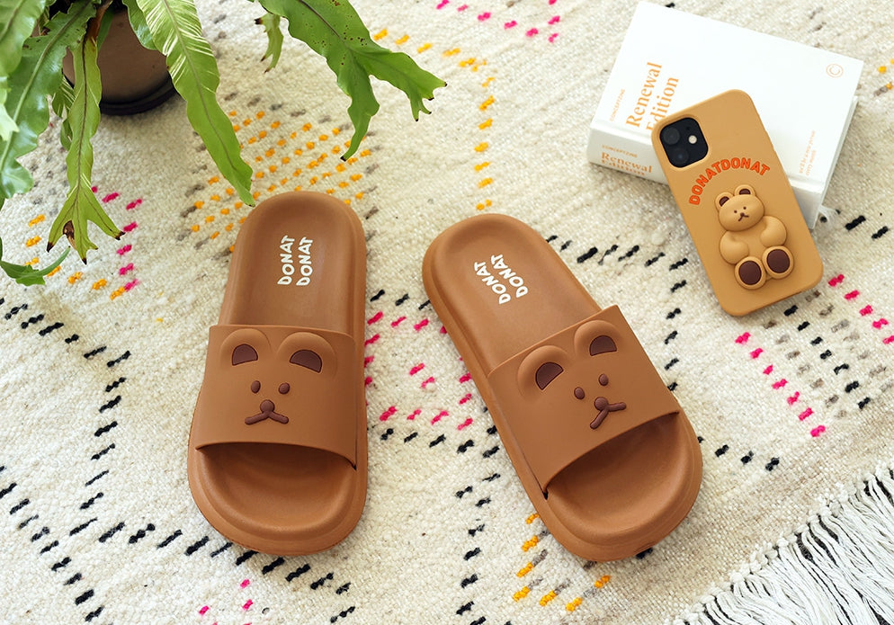 Cute Bear Cat Characters Women's Slippers - Comfy Sandals for Office, School, Home, Bath - Cushioned EVA Bottom - Outdoor and In