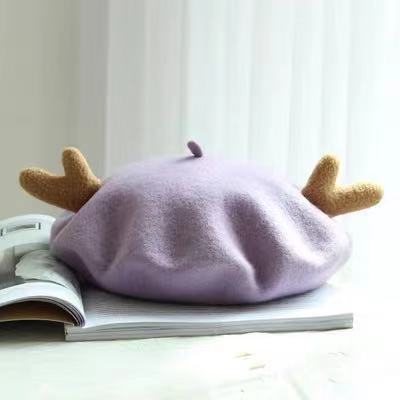 Cute Christmas beret with antler design - BY51011