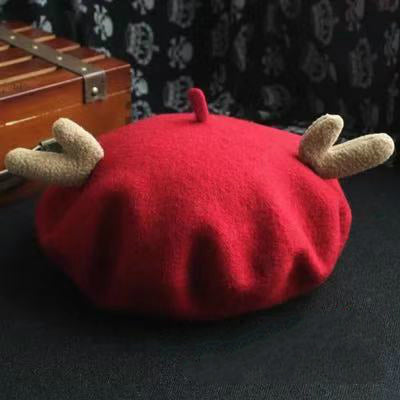 Cute Christmas beret with antler design - BY51011