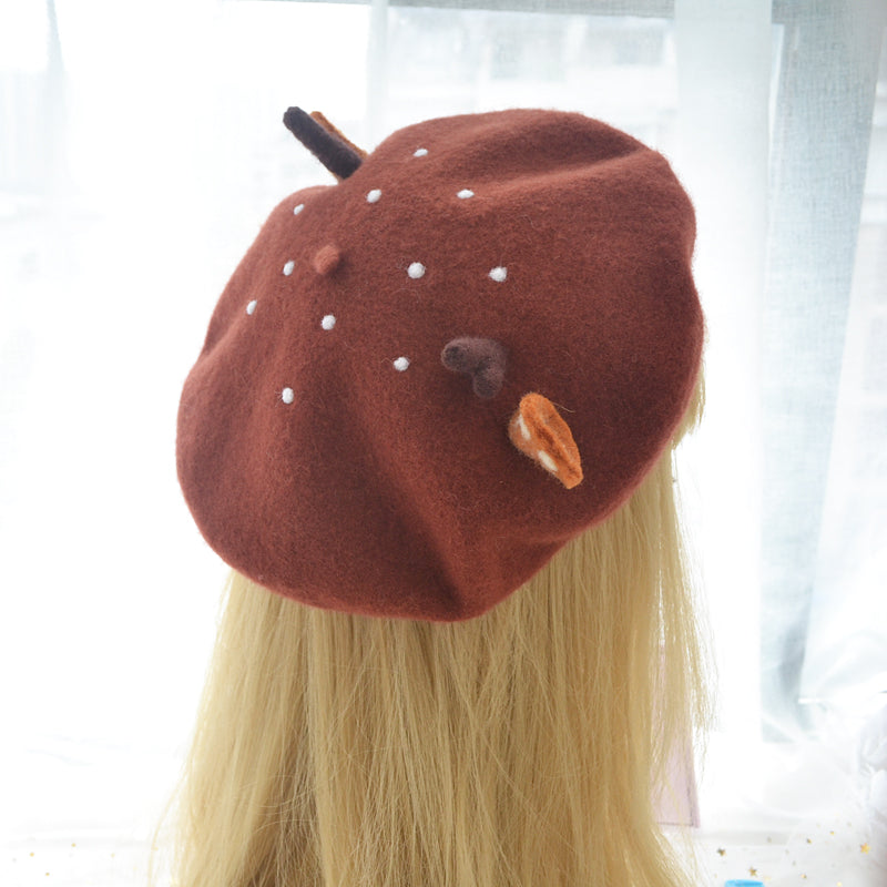 Cute Christmas Beret with Antler Ears - BY51016.