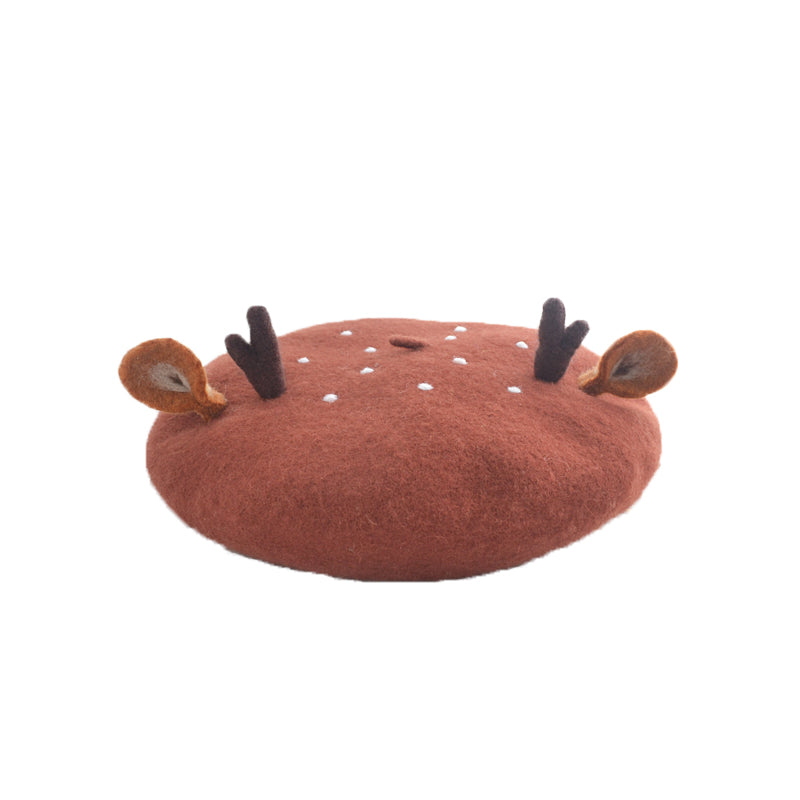 Cute Christmas Beret with Antler Ears - BY51016.