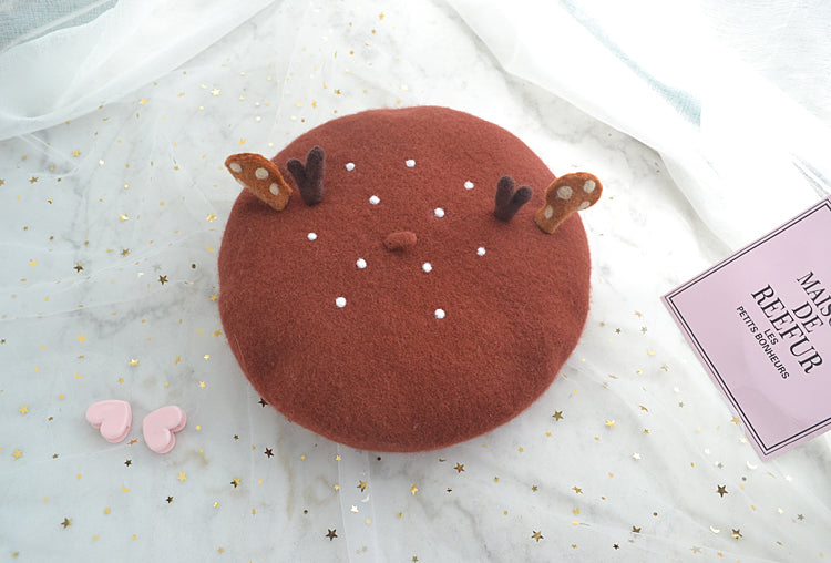 Cute Christmas Beret with Antler Ears - BY51016.