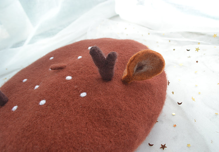 Cute Christmas Beret with Antler Ears - BY51016.