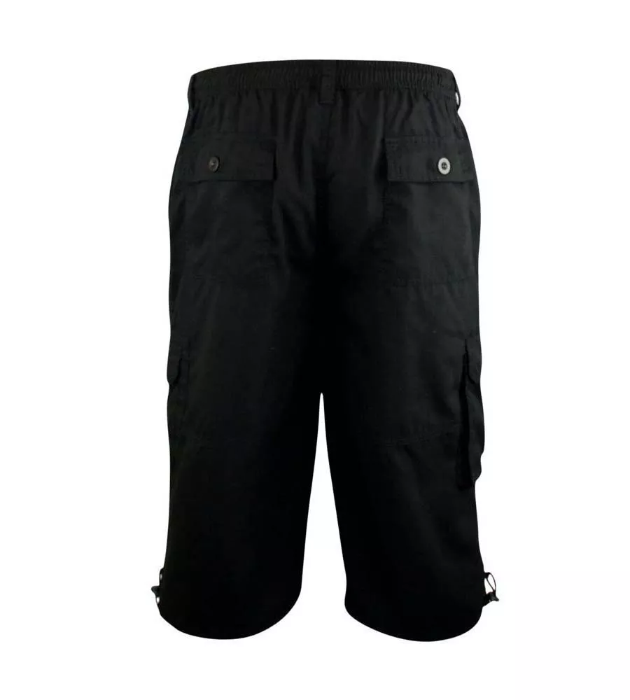 D555 Men's Black Cargo Capri Pants With Leg Pockets (Mason Black)