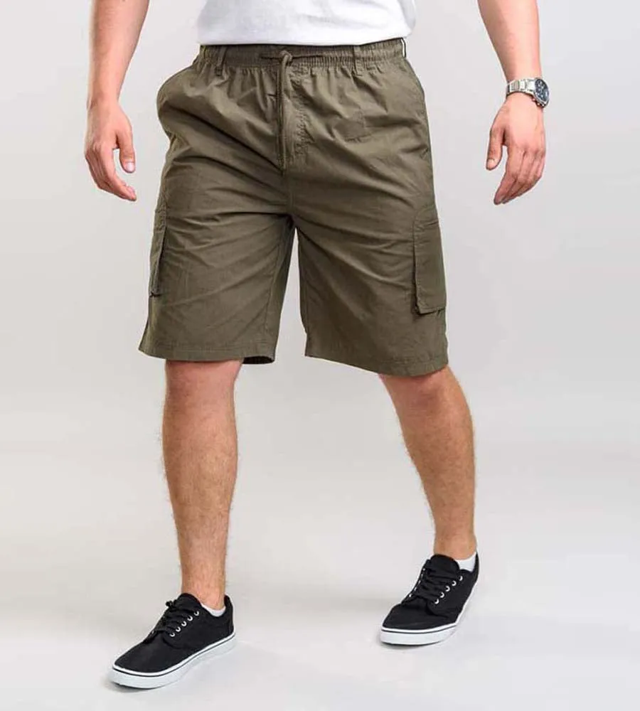 Big Men's Khaki Cargo Shorts with Shaped Leg Pockets by D555 (NICK KHAKI)