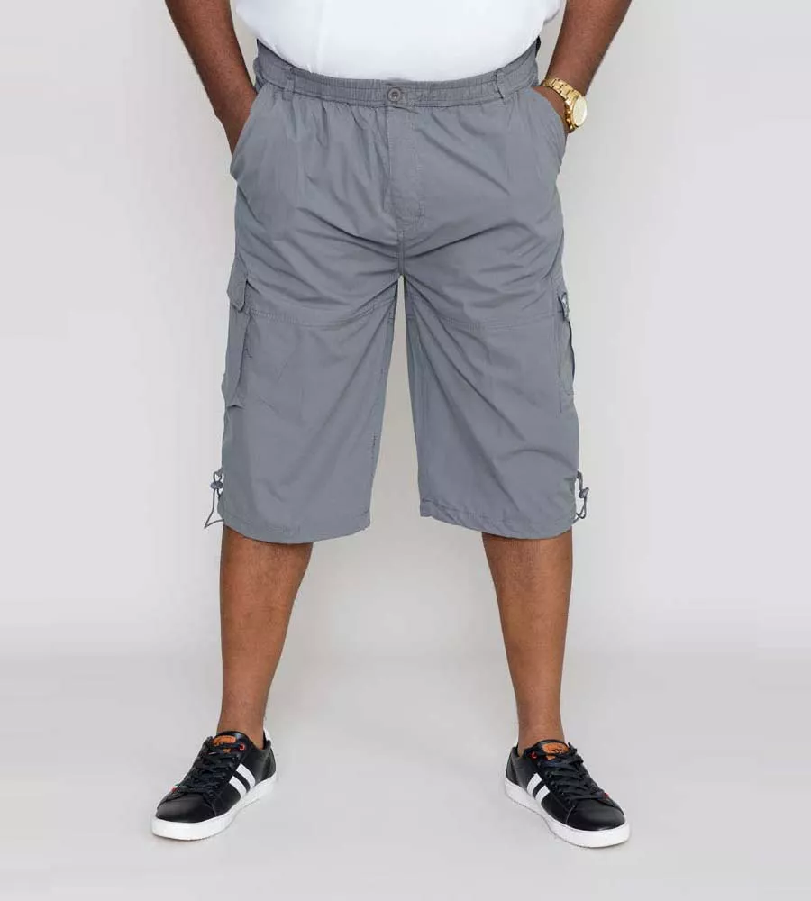 D555 Men's Grey Cargo Capri Pants With Leg Pockets (Mason Grey)