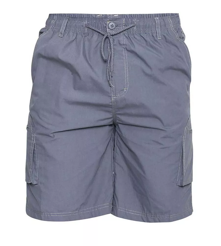 Men's Grey Cargo Shorts with Shaped Leg Pockets by D555 (NICK)