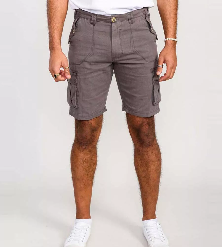 Grey Cotton Cargo Shorts for D555 Men (MELTON)