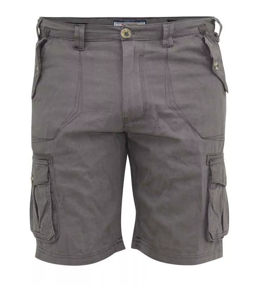 Grey Cotton Cargo Shorts for D555 Men (MELTON)