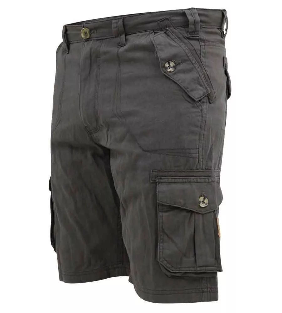 Grey Cotton Cargo Shorts for D555 Men (MELTON)