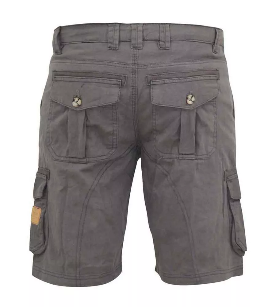 Grey Cotton Cargo Shorts for D555 Men (MELTON)