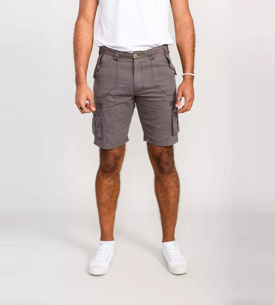 Grey Cotton Cargo Shorts for D555 Men (MELTON)