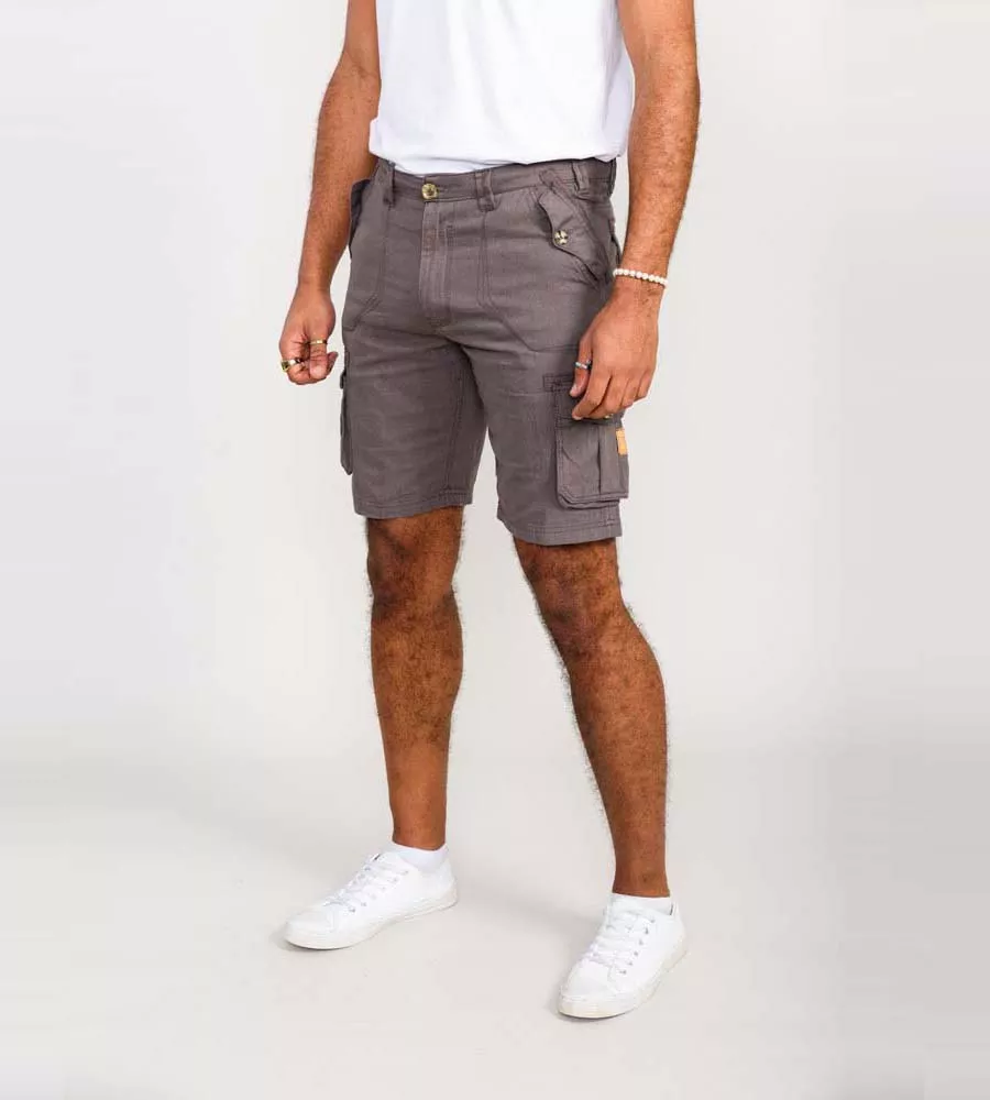 Grey Cotton Cargo Shorts for D555 Men (MELTON)