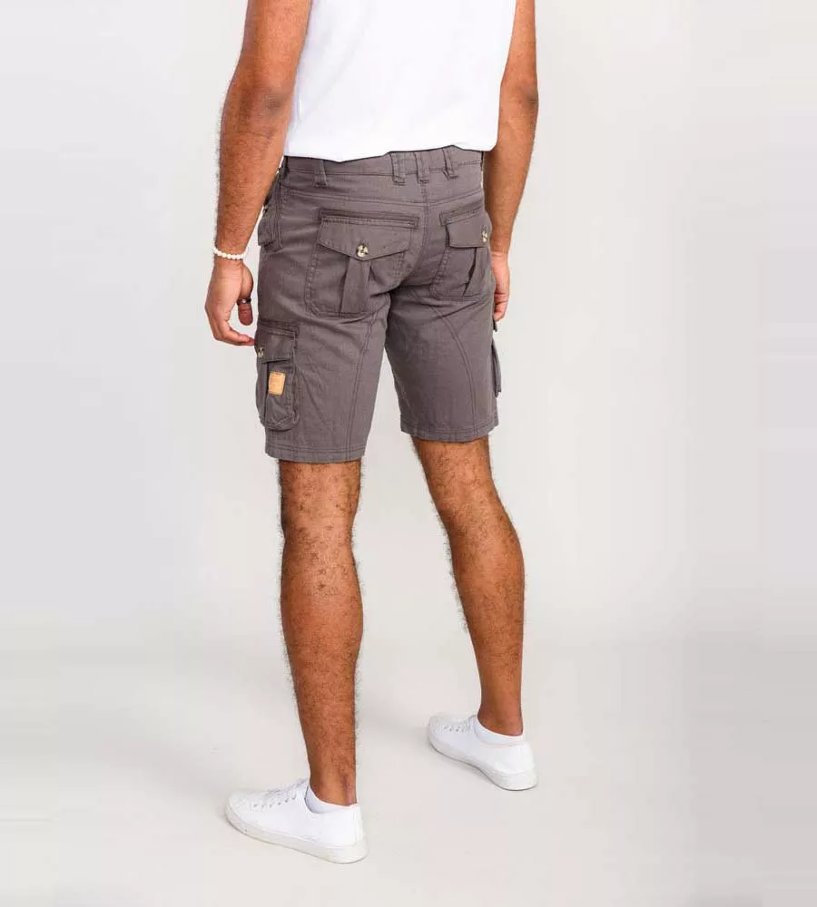 Grey Cotton Cargo Shorts for D555 Men (MELTON)