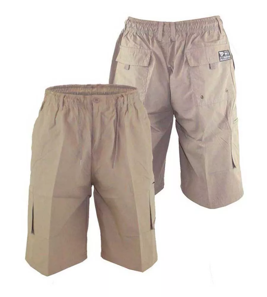 Mens Sand Cargo Shorts With Pockets by D555 (NICK)