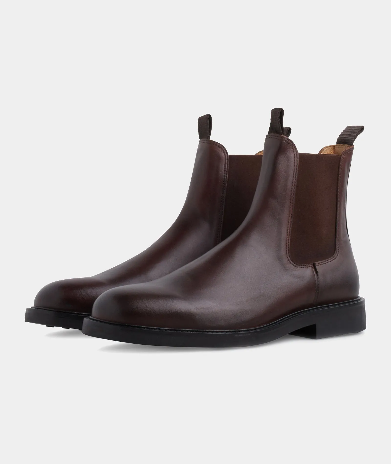 Dark Brown Leather Chelsea Boots