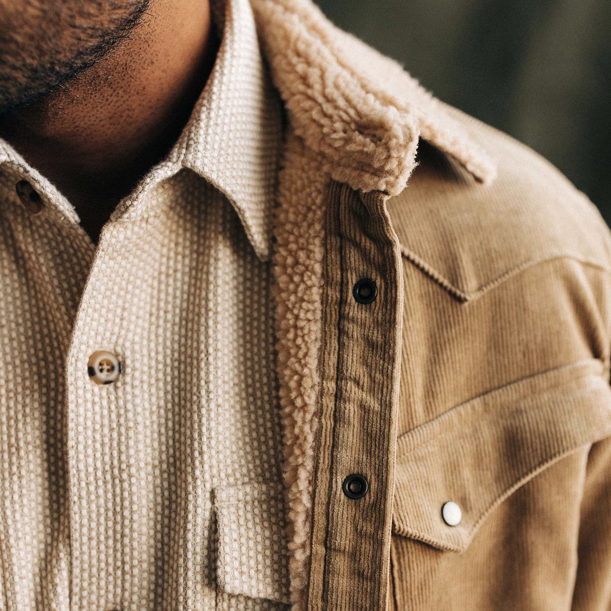 Dark Khaki Corduroy Western Shirt Jacket.