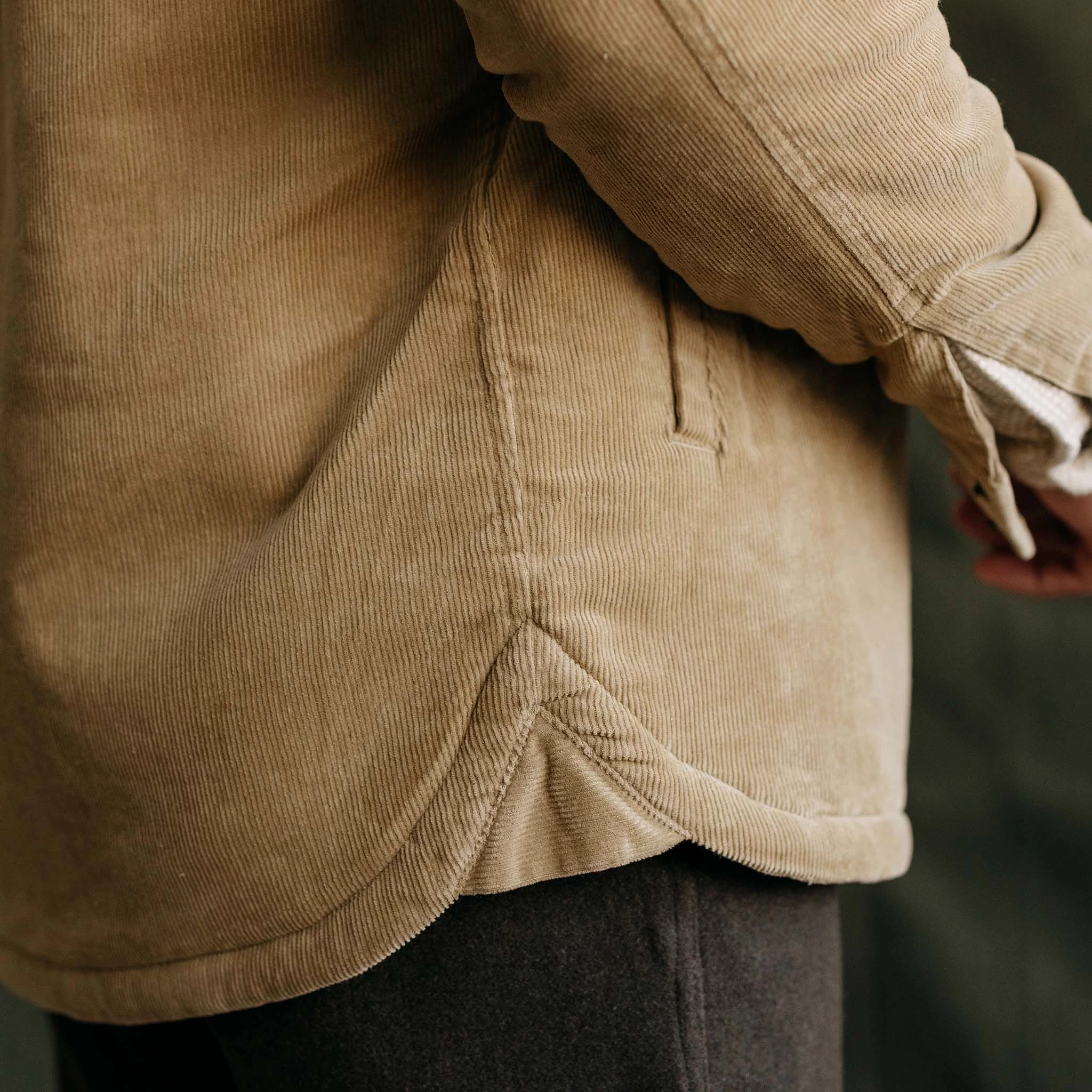 Dark Khaki Corduroy Western Shirt Jacket.